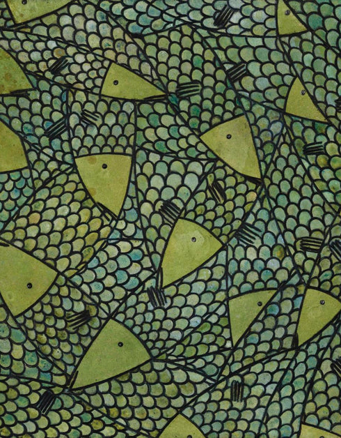 Green Gold Sardines | Framed Giclee Print on Canvas